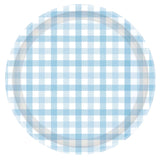 Gingham Dinner Plates 8pk - Pastel Blue
