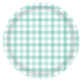 Gingham Dinner Plates 8pk - Pastel Mint