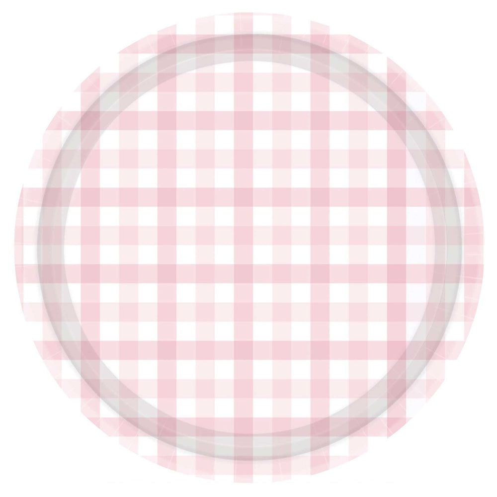 Gingham Dinner Plates 8pk - Pastel Pink