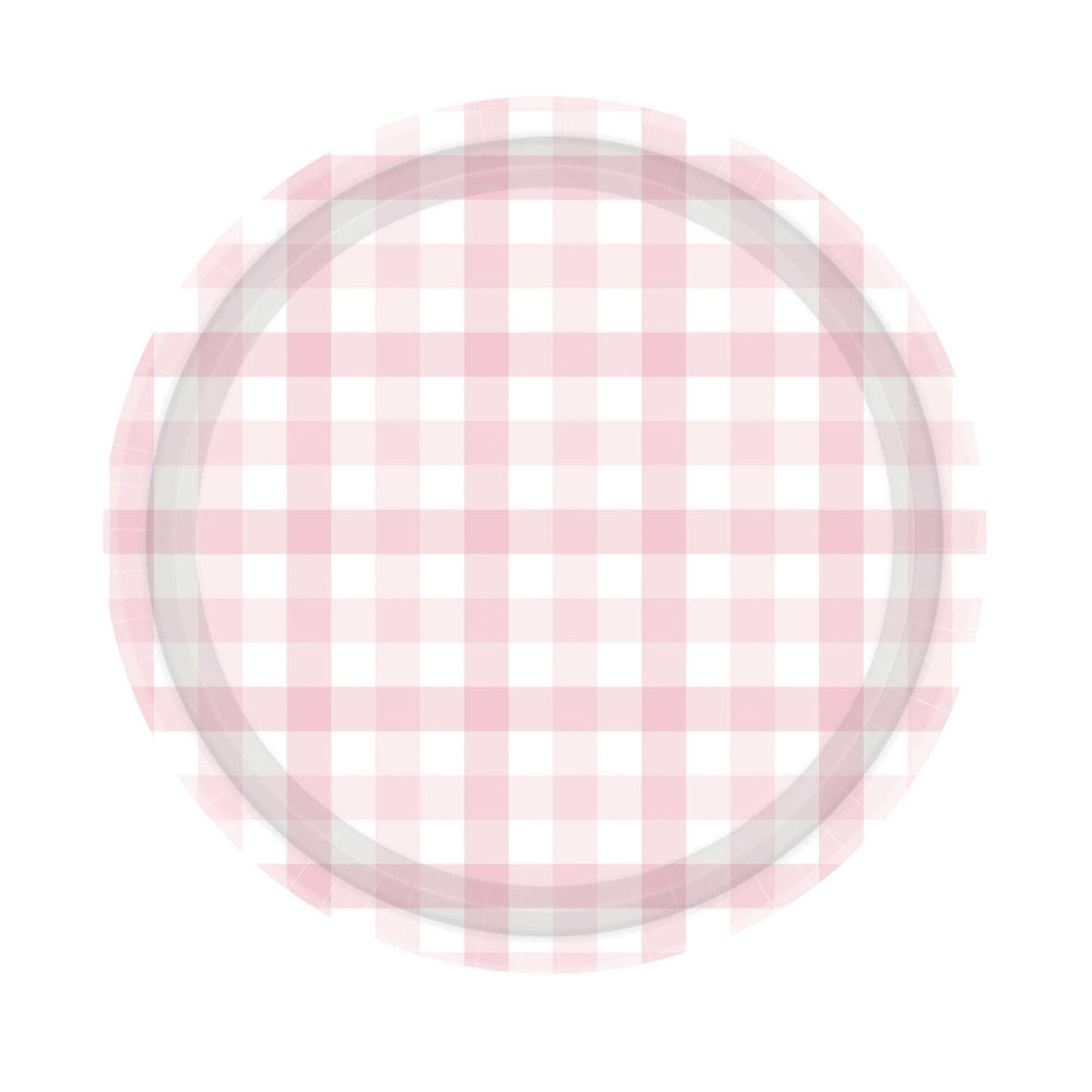 Gingham Lunch Plates 8pk - Pastel Pink