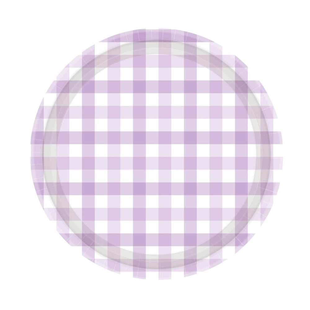 Gingham Lunch Plates 8pk - Pastel Purple