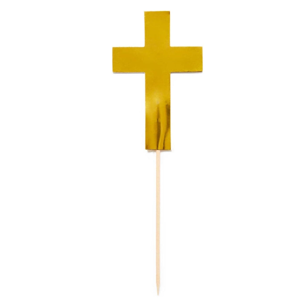 Gold Cross Cake Topper