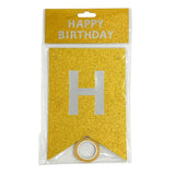 Glitter Happy Birthday Pennant Banner - Gold