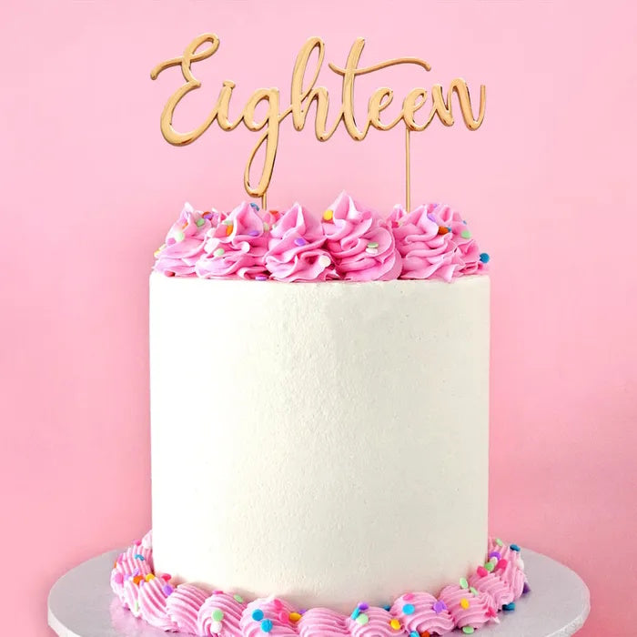 Gold Metal Cake Topper - Eighteen