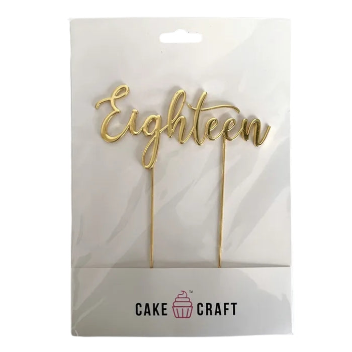 Gold Metal Cake Topper - Eighteen