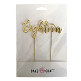 Gold Metal Cake Topper - Eighteen