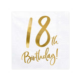 Gold Milestone 18th Birthday Lunch Napkins 20pk