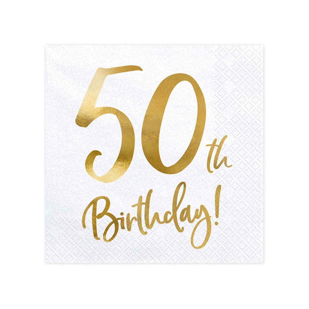 Gold Milestone 50th Birthday Lunch Napkins 20pk