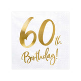 Gold Milestone 60th Birthday Lunch Napkins 20pk