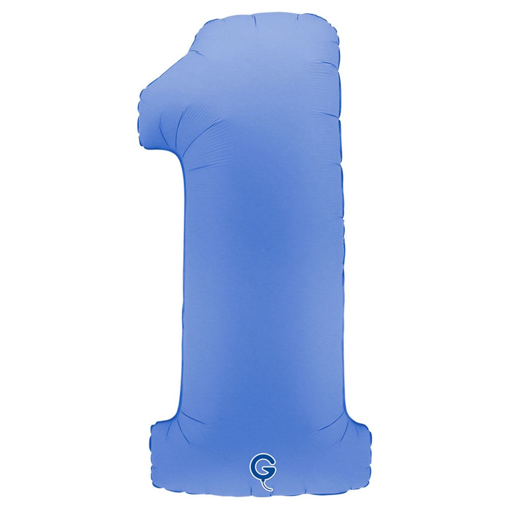 Giant Lotus Blue Number Foil Balloon - 1