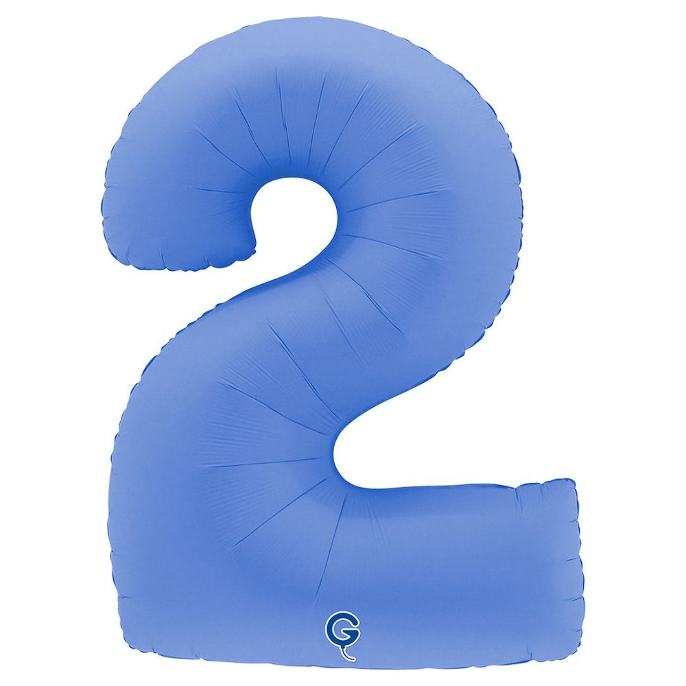 Giant Lotus Blue Number Foil Balloon - 2