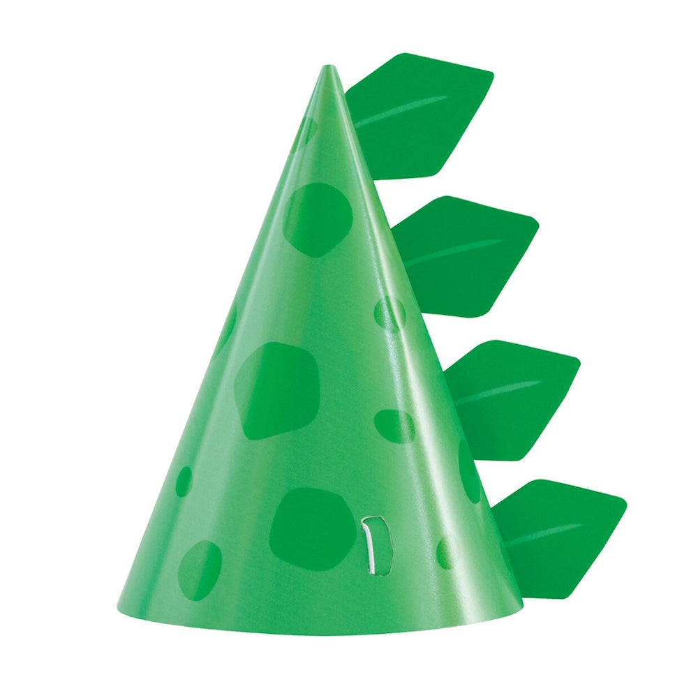Green Dinosaur Party Hats 8pk