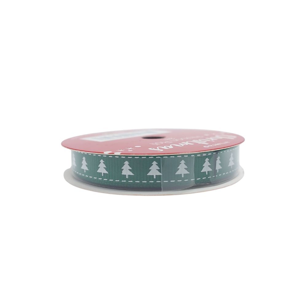 Green Ribbon with Christmas Trees
