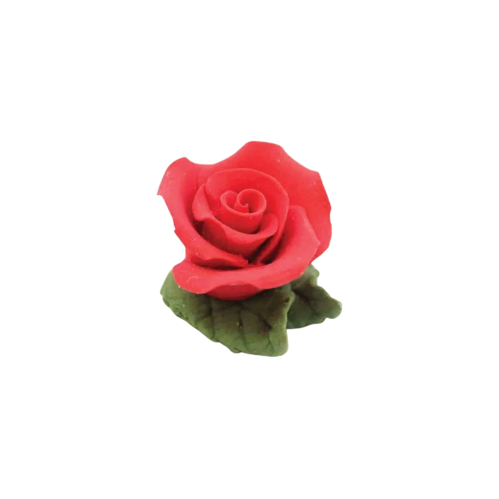 Gumpaste Tiny Red Rose with Leaf