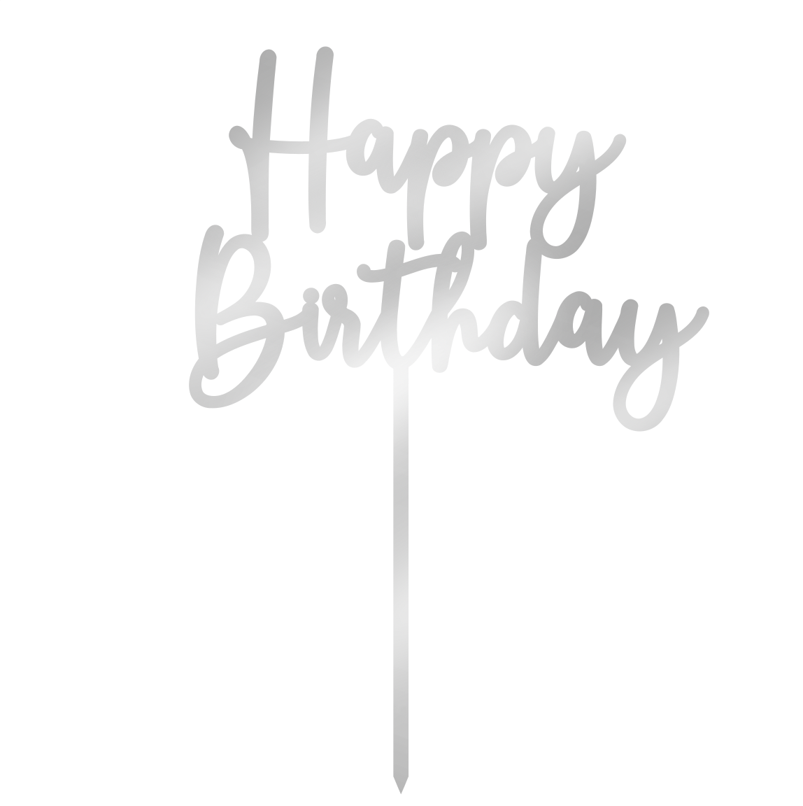 Happy Birthday Cake Topper - Silver