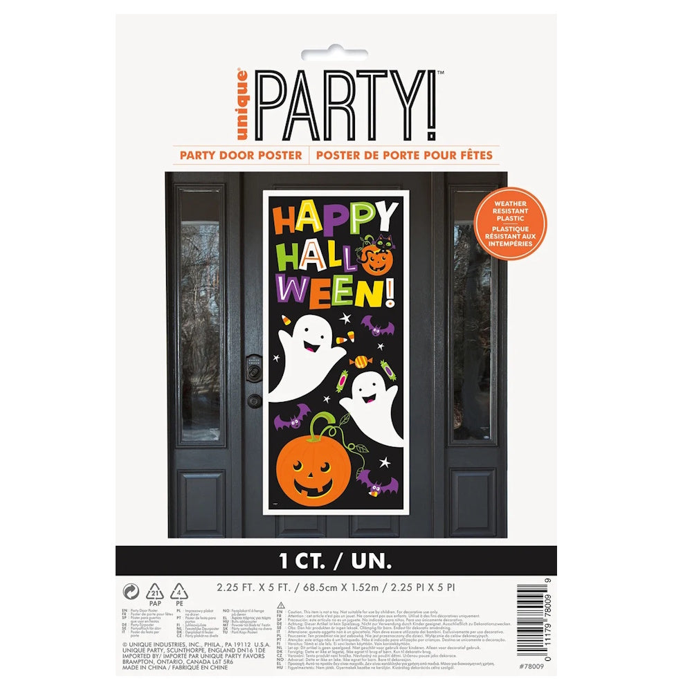Black Cat & Pumpkin Halloween Door Poster