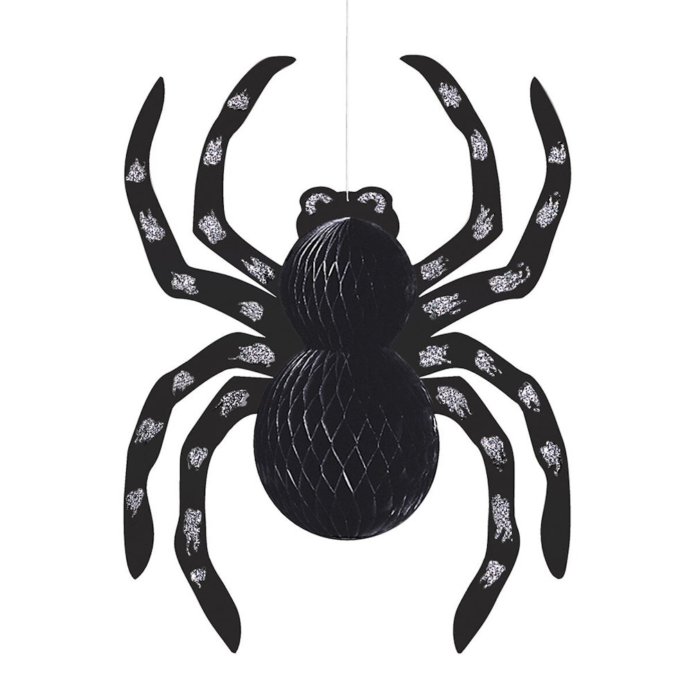 Hanging Honeycomb Glitter Spider