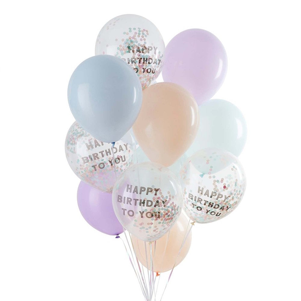 Pastel Party Happy Birthday To You Confetti Balloon Bundle