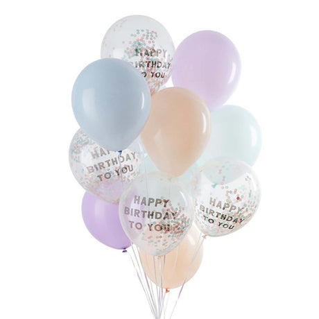 Pastel Party Happy Birthday To You Confetti Balloon Bundle
