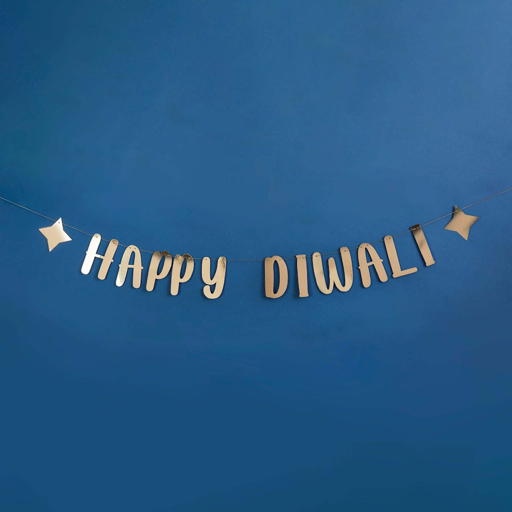 Happy Diwali Gold Letter Banner
