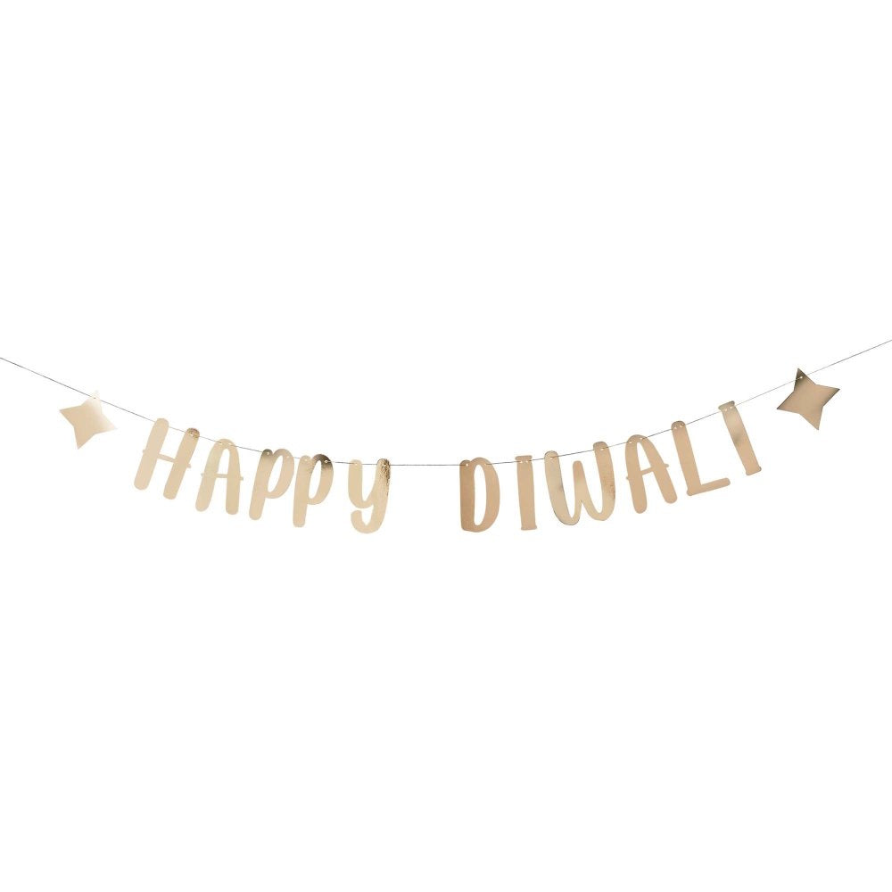 Happy Diwali Gold Letter Banner