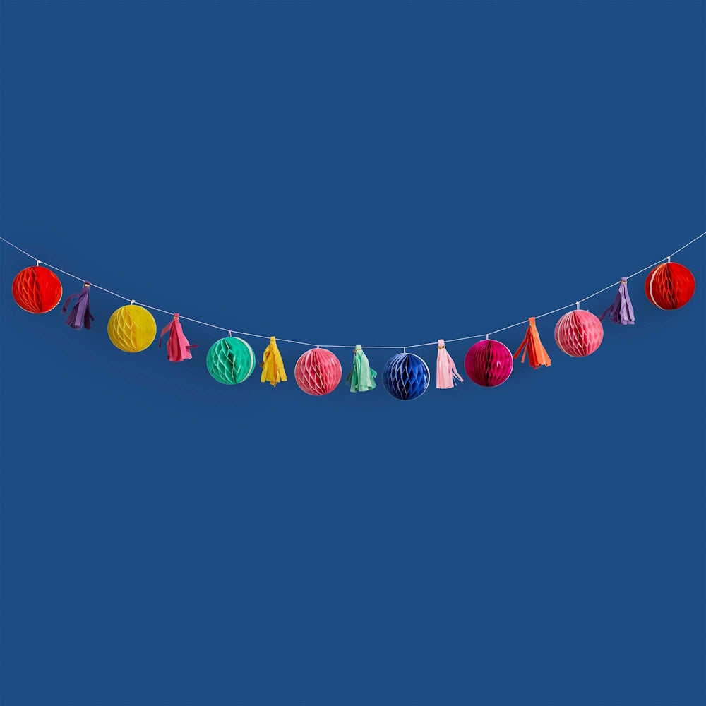 Happy Diwali Honeycomb & Tassel Garland