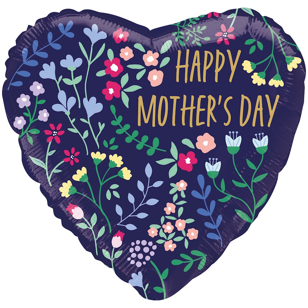 Mother's Day Floral Heart Foil Balloon