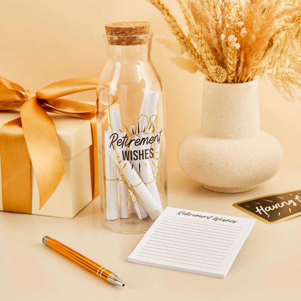 Happy Retirement Wishes in a Glass Bottle