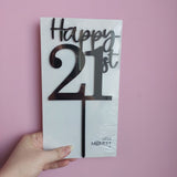 Happy 21st Cake Topper - Black