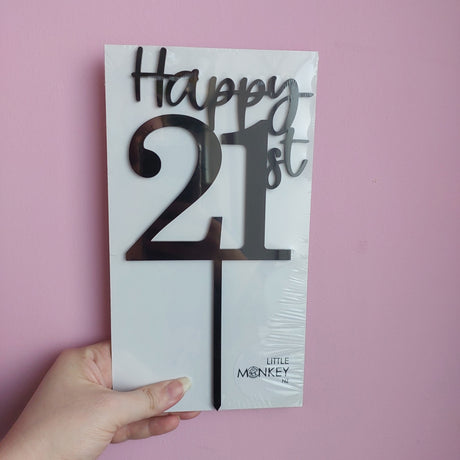 Happy 21st Cake Topper - Black