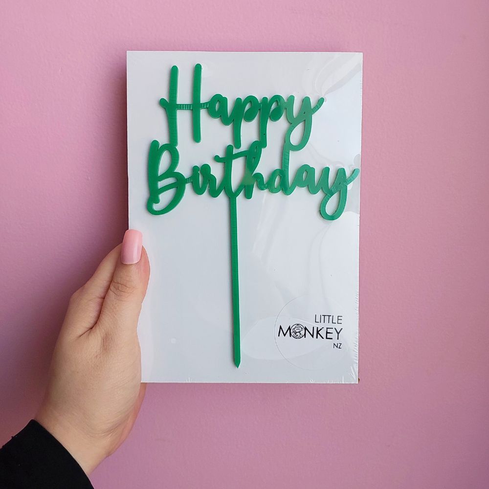 Happy Birthday Cake Topper - Green