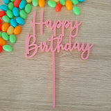 Happy Birthday Cake Topper - Light Pink Acrylic
