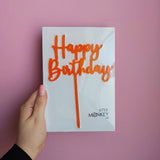 Happy Birthday Cake Topper - Orange