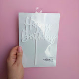 Happy Birthday Cake Topper - White Acrylic