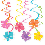 Hibiscus Hanging Swirl Decorations 12pk
