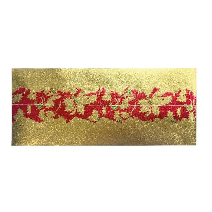 Christmas Cake Frill - Gold with Red Holly Print Centre