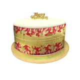 Christmas Cake Frill - Holly Print Red with Gold Centre