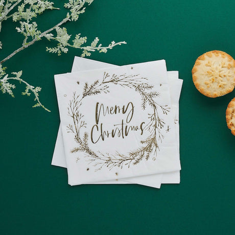 Holly Jolly Christmas Wreath Napkins 16pk