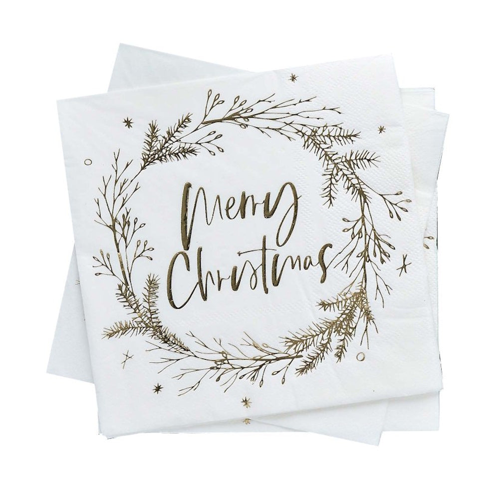 Holly Jolly Christmas Wreath Napkins 16pk