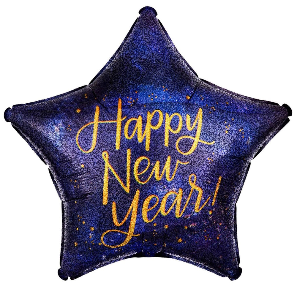 Holographic Star Happy New Year Foil Balloon
