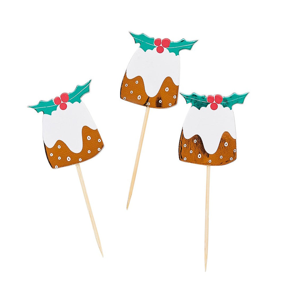 Christmas Pudding Cupcake Toppers 6pk