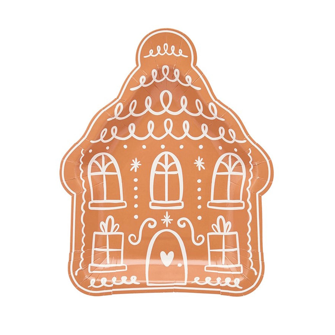 Gingerbread House Shaped Lunch Plates 8pk