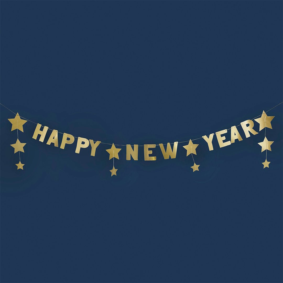 Happy New Year Gold Star Banner