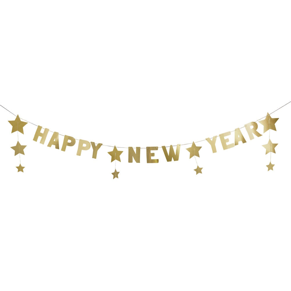 Happy New Year Gold Star Banner
