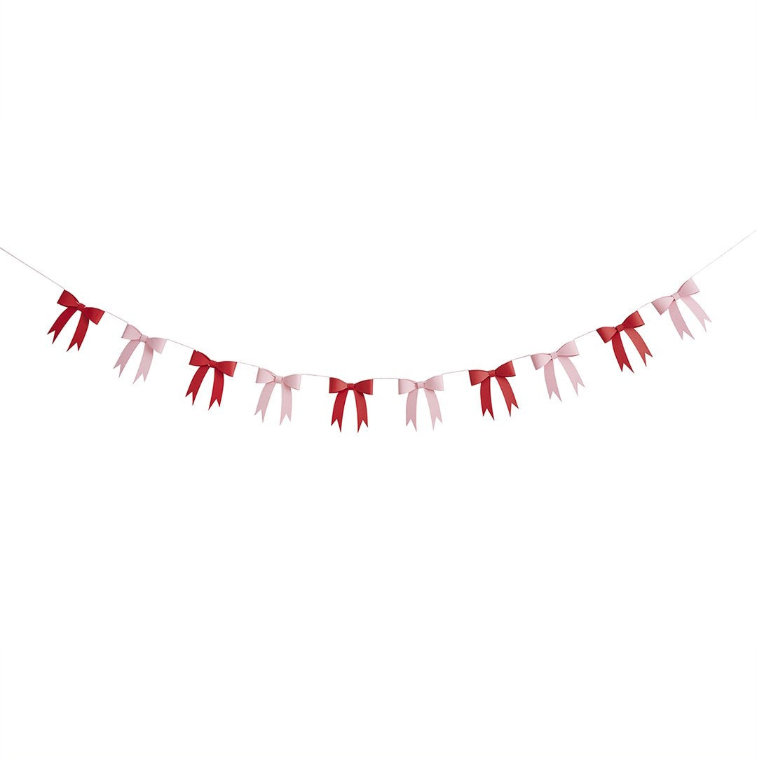 Santa Baby Pink & Red Bows 3D Card Garland