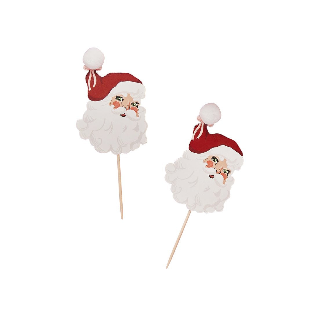 Santa Baby Pom Pom Cupcake Toppers 12pk