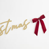 Santa Baby Merry Christmas Banner with Velvet Bows