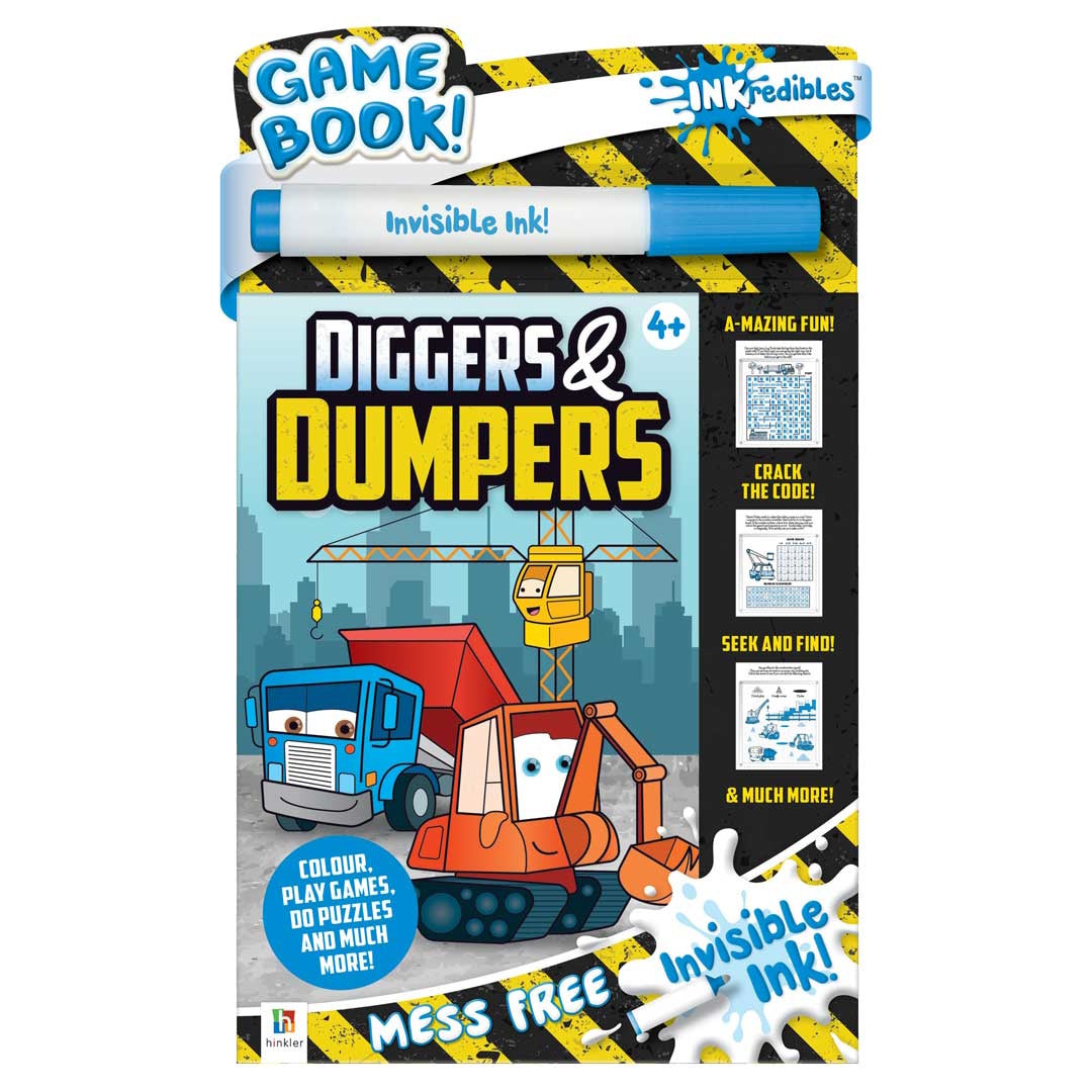 Inkredibles Invisible Ink Game Book - Diggers & Dumpers