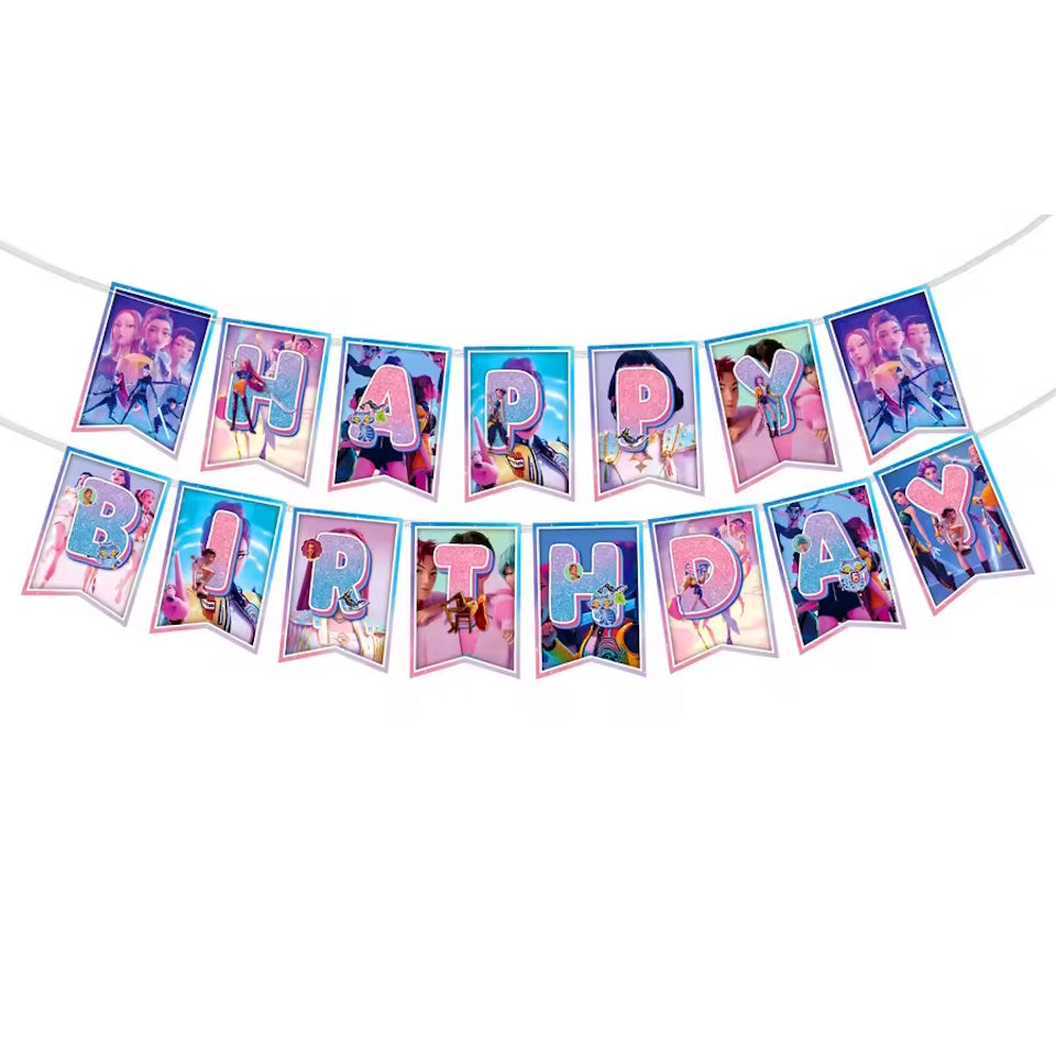 KPop Demon Hunters Happy Birthday Banner