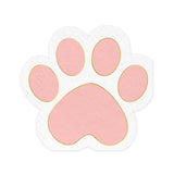 Pink Kitty Party Paw Shaped Napkins 12pk